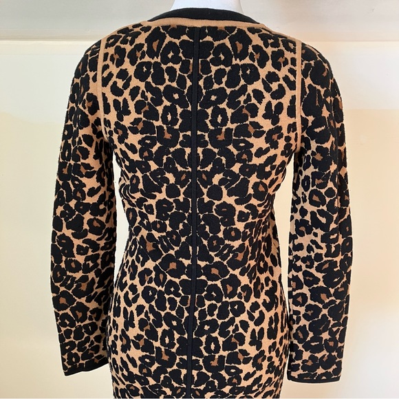 A.L.C. Leopard Print Long Sleeve Wool Blend Bodycon Sweater Dress size XS - Picture 5 of 7